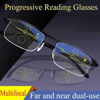 2021 Perto-longe de duplo propósito Multi-Foco Óculos de Leitura Unissex Progressiva inteligente zoom Anti-azul Proteger Presbiopia Óculos