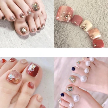 22tips Flor Dourado Coreia do Prego do Dedo do pé Envolve o Adesivo Adesivos de Unha polonês Tiras de DIY Pedicure Pé Decalques Manicure Mulheres