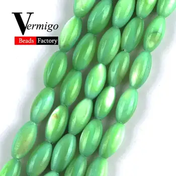 Alta Qualidade Verde Mop Shell de Contas Para Fazer a Jóia de 5*10mm Charme Espaçador Solta Esferas de Diy Colar Pulseira de 15
