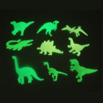 Criativo Luminosa dinossauro adesivos de parede brilho no a dar desenhos animados dino brinquedos decorativos de parede Pegatina quarto de criança de papel de parede