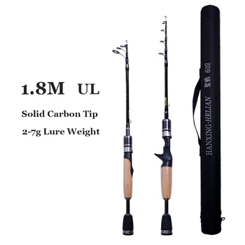 De carbono, Telescópica UL Vara de Pesca do pólo de 1,8 m 2g-7g Ultraleve Portátil Viagem de Girar a Carcaça Hastes com Saco de Haste para a Truta Pique