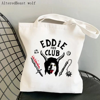 Eddie Munson Clube de Mulheres Shopper bag Harajuku Compras de Lona Shopper Bag girl bolsa Tote Ombro Senhora de Saco de