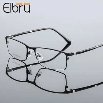 Elbru Anti-Luz azul de Metal Quadrado Óculos de Armação de Quadro de Homens Clássicos de Negócios Full Frame Óptica Miopia Óculos