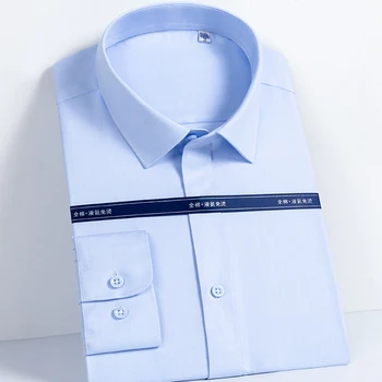 Homens 100% Algodão, Não-ferro de Manga Longa, Sólida Office Vestido de Bolso da Camisa-menos o Padrão de Design do ajuste de Negócios Formais Clássicas Camisas