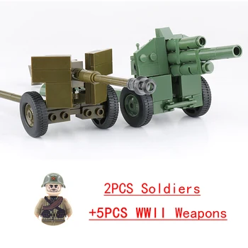 Militar ZIS-3 PAK40 segunda guerra mundial Arma Arma de Canhão Anti-tanque de Foguete Lançador de Mísseis metralhadora Pesada Bloco de Construção Soldado do Exército de Brinquedos