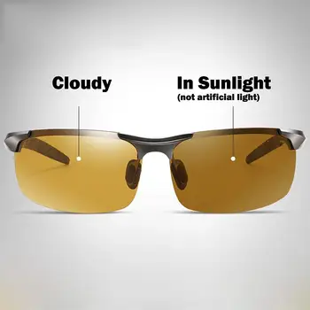 Noite De Óculos De Visão Fotossensíveis Polarizada Semi-Óculos Sem Aro Driver De Esportes De Óculos De Proteção Camaleão, Mudar De Cor, Óculos De Sol Dos Homens