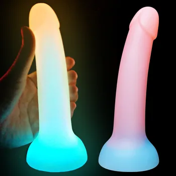 Realista Vibrador com ventosa Luminosa Plug Anal Falso Pênis Anal Masturbador Vagina Massagem Brinquedos Sexuais para Casais Vibrador para as Mulheres