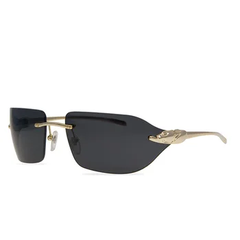 Vazrobe sem aro Marca de Óculos de sol Masculino, as Mulheres de Luxo Designer Leopard Óculos de Sol para Homens, Senhoras de Preto Marrom