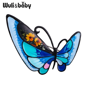 Wuli&baby Diferentes Asas de Borboleta Broches Para as Mulheres Unisex 4-cor de Esmalte Beleza Insetos de Terceiros Escritório Pinos Broche Presentes